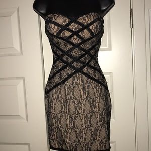 Lace tan/blk cocktail dress SZ s